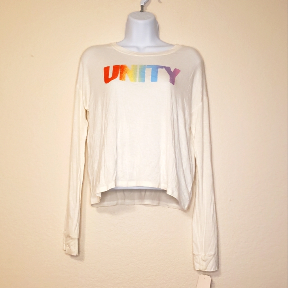 Melrose and Market Girl's Soft Ivory Multicolor Unity Long Sleeve Top M (8-10)